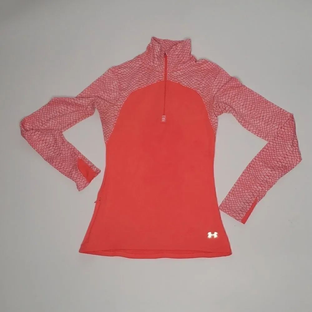 Under Armour Women Snake Print Qualifier Zip Pullover Cool Coral Pink Size Small